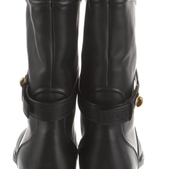 Louis Vuitton Mid-Calf Black Leather Moto Boots like new sz 10 (fits like 9-9.5) - Picture 5 of 8